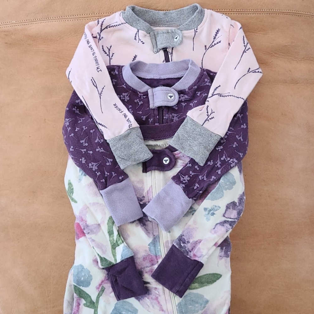 Burt's Bees Footed Pajamas - Set of 3, Purple